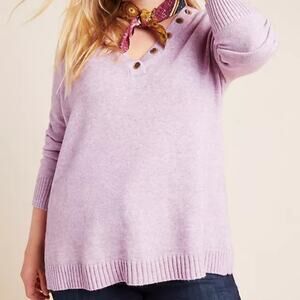 Anthropologie+ Serena V-Neck Sweater Oatmeal Size 2X